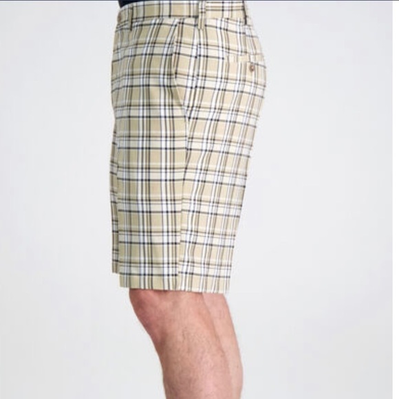 Haggar Cool 18® Pro Simple Plaid Golf Short Regular Fit Men’s SZ 32 Tan - Picture 4 of 10